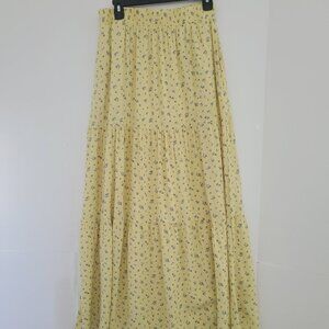 FLORAL MAXI SKIRT ELASTIC WAIST TIERED FLOW SUMMER BEACH BOHO -FLOWY- SIZE XL/TG